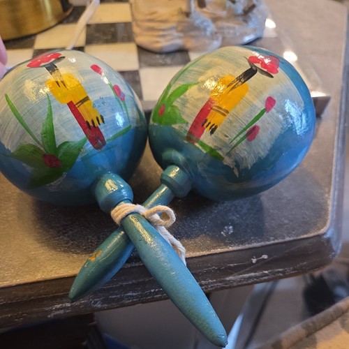 Hand painted wooden maracas - hand,